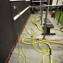 Commercial water damage restoration with industrial drying equipment